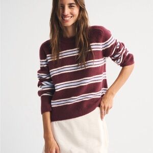Abercrombie and Fitch, Madeline crewneck Sweater - Rust and White